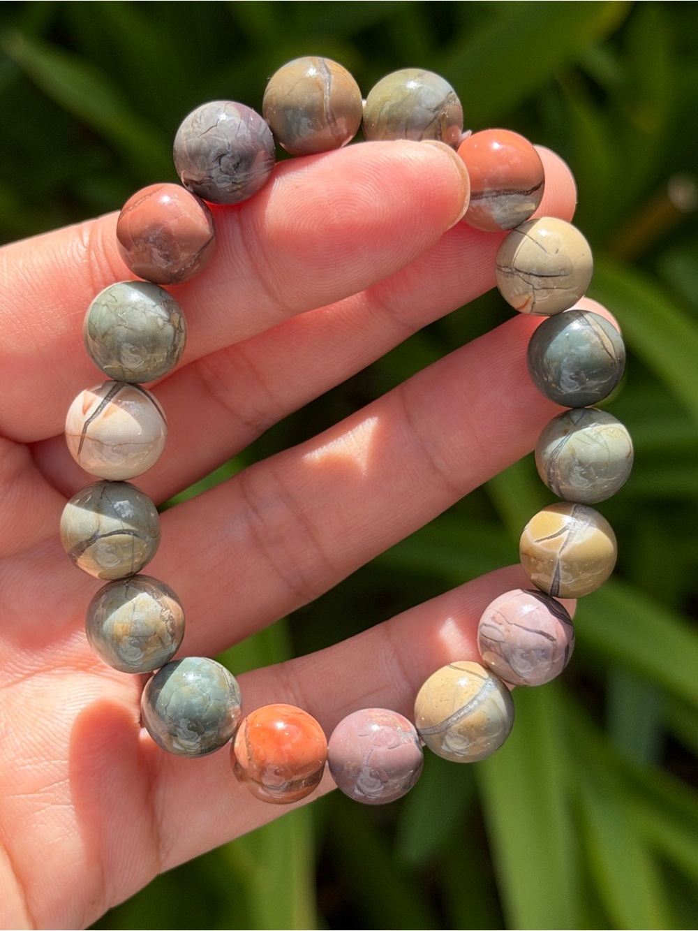 11mm Multicolor Natural Alashan Bracelet with Vein 2365 - Picture 4 of 8